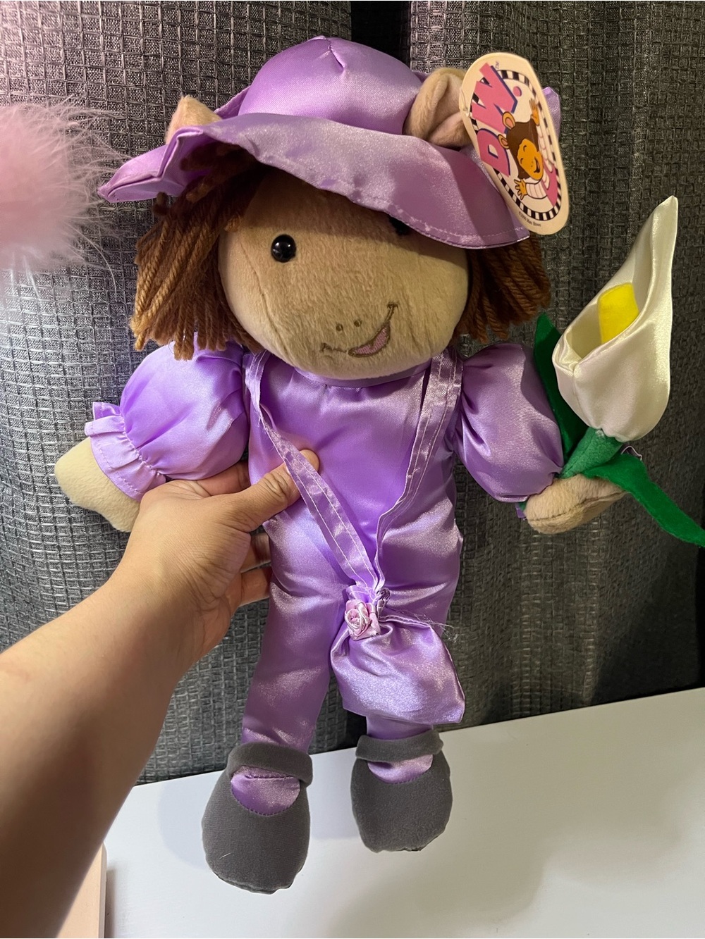 2000s DW from Arthur Plush Lavender Doll with Flower - Kids Toys